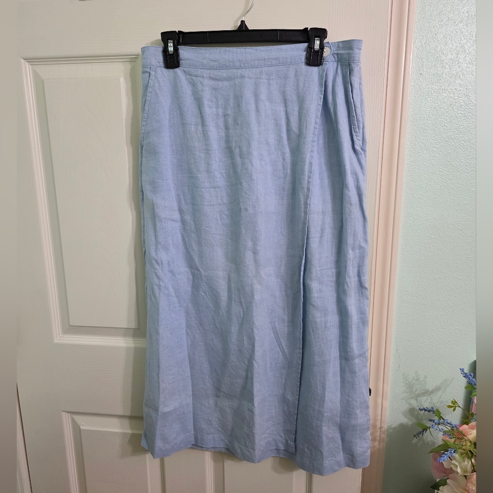 Joie Light Blue Women's Linen Wrap Skirt